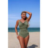 One-Piece V-Neck Swimsuit with Ruched Tummy Control