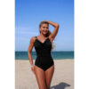One-Piece V-Neck Swimsuit with Ruched Tummy Control
