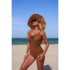 One-Piece V-Neck Swimsuit with Ruched Tummy Control