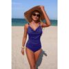 One-Piece V-Neck Swimsuit with Ruched Tummy Control