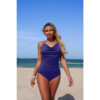 One-Piece V-Neck Swimsuit with Ruched Tummy Control