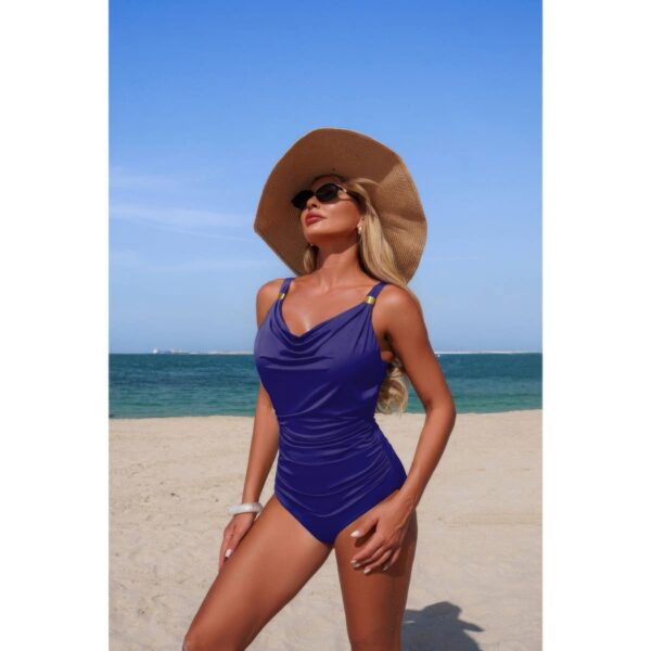 One-Piece V-Neck Swimsuit with Ruched Tummy Control