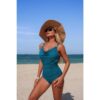 One-Piece V-Neck Swimsuit with Ruched Tummy Control