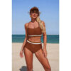 Solid Contrast Tie-Up Two-Piece Stretch Bikini