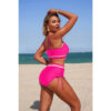 Solid Contrast Tie-Up Two-Piece Stretch Bikini
