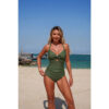 Solid Contrast Tie-Up Two-Piece Stretch Bikini