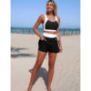 High-Waist Color Block Two-Piece Bikini with Tie