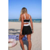 High-Waist Color Block Two-Piece Bikini with Tie