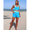 High-Waist Color Block Two-Piece Bikini with Tie