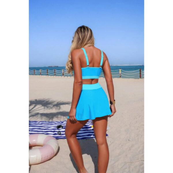 High-Waist Color Block Two-Piece Bikini with Tie