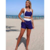 High-Waist Color Block Two-Piece Bikini with Tie