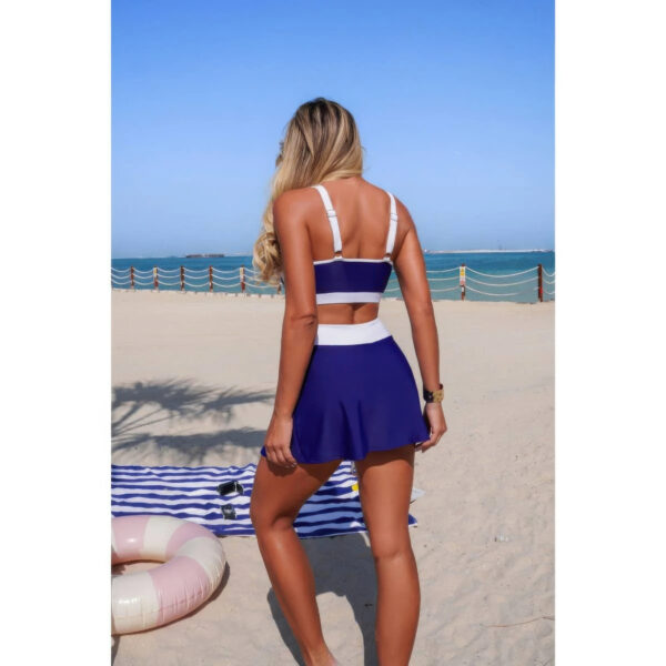 High-Waist Color Block Two-Piece Bikini with Tie