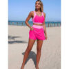 High-Waist Color Block Two-Piece Bikini with Tie