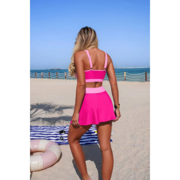 High-Waist Color Block Two-Piece Bikini with Tie