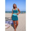 High-Waist Color Block Two-Piece Bikini with Tie