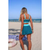 High-Waist Color Block Two-Piece Bikini with Tie