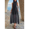 Halter Polka Dot Tulle Dress with Back Knot