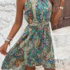 Paisley Halter-Neck Sleeveless Dress - Lightweight Polyester