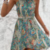Paisley Halter-Neck Sleeveless Dress - Lightweight Polyester