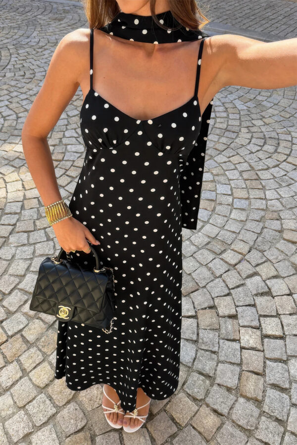Polka Dot Bodycon Slip Dress - Sleeveless