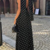 Polka Dot Bodycon Slip Dress - Sleeveless