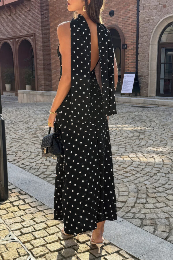 Polka Dot Bodycon Slip Dress - Sleeveless