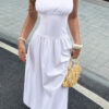 Square-Neck Flowy A-Line Maxi Dress – 100% Polyester