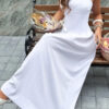 Square-Neck Flowy A-Line Maxi Dress - 100% Polyester