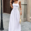 Square-Neck Flowy A-Line Maxi Dress - 100% Polyester