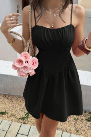 Corset Mini Dress with Lace Trim – Sleeveless