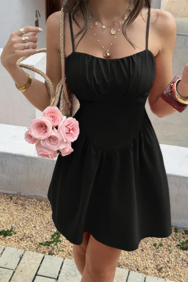 Corset Mini Dress with Lace Trim – Sleeveless