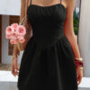 Corset Mini Dress with Lace Trim - Sleeveless
