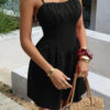 Corset Mini Dress with Lace Trim - Sleeveless