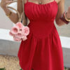 Corset Mini Dress with Lace Trim - Sleeveless