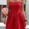 Corset Mini Dress with Lace Trim - Sleeveless