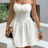 Corset Mini Dress with Lace Trim - Sleeveless