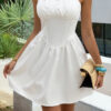 Corset Mini Dress with Lace Trim - Sleeveless