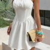Corset Mini Dress with Lace Trim - Sleeveless