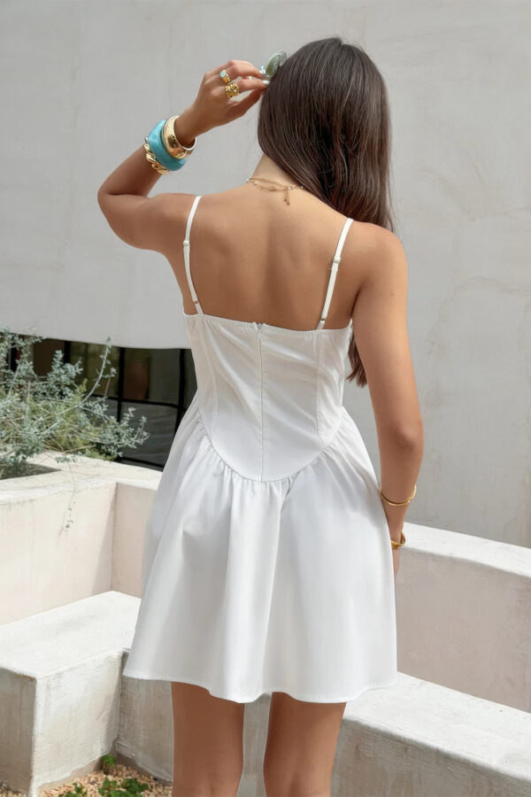 Corset Mini Dress with Lace Trim - Sleeveless
