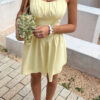 Corset Mini Dress with Lace Trim - Sleeveless
