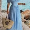 Off-Shoulder Corset Ruffle Maxi Dress - Lyocell Blend