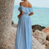 Off-Shoulder Corset Ruffle Maxi Dress - Lyocell Blend