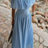 Off-Shoulder Corset Ruffle Maxi Dress - Lyocell Blend