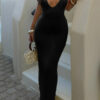 V-Neck Halter Cross-Back Maxi Dress – 100% Polyester