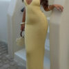 V-Neck Halter Cross-Back Maxi Dress - 100% Polyester