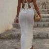 V-Neck Halter Cross-Back Maxi Dress - 100% Polyester