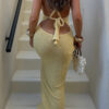 V-Neck Halter Cross-Back Maxi Dress - 100% Polyester