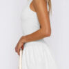 Boat Neck Mini Dress with Ruched Ruffle Hem