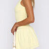 Boat Neck Mini Dress with Ruched Ruffle Hem