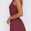 Boat Neck Mini Dress with Ruched Ruffle Hem